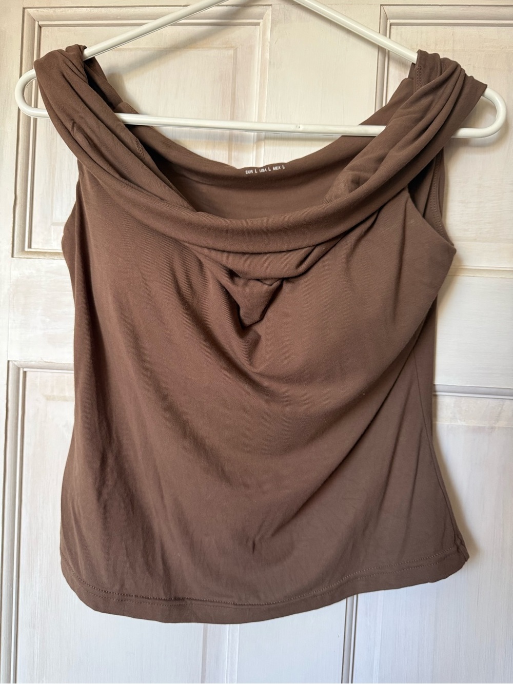 Brown Draped Cowl Neck Women’s Top